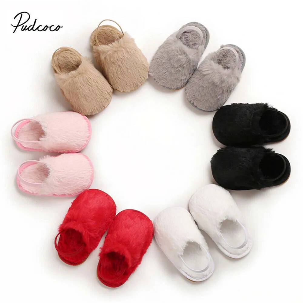 2019 брендовая Осенняя обувь с мехом для малышей мягкие детские туфли однотонная