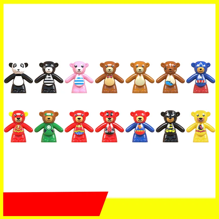 

Colorful Bear Cartoon Figure Dolls Mini Assembling Building Blocks Model Toys Cute Figures Blocks Educational Toys for Kids