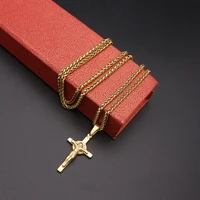 new arrival gold color stainless steel christians cross pendant necklace for women crucifix dangle necklaces for women best gift