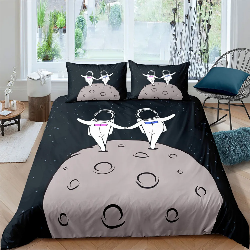 

Cartoon Bedding Set For Boys Baby Kids Duvet Cover Set Pillowcase Comforter Quilt Cover 3D Space Astronaut Bedclothes