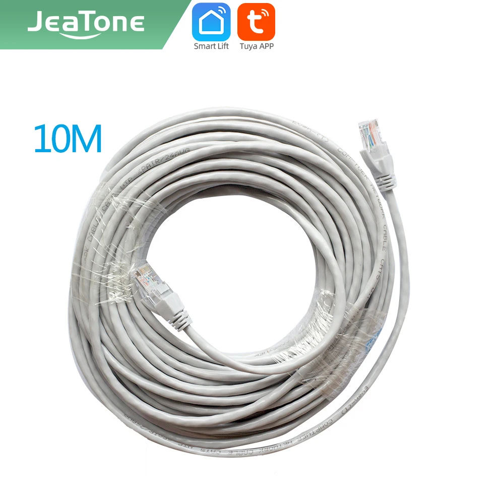 JeaTone Tuya Smart CAT5 кабель 10 метров IP видеодомофон провод бесплатная доставка от AliExpress WW