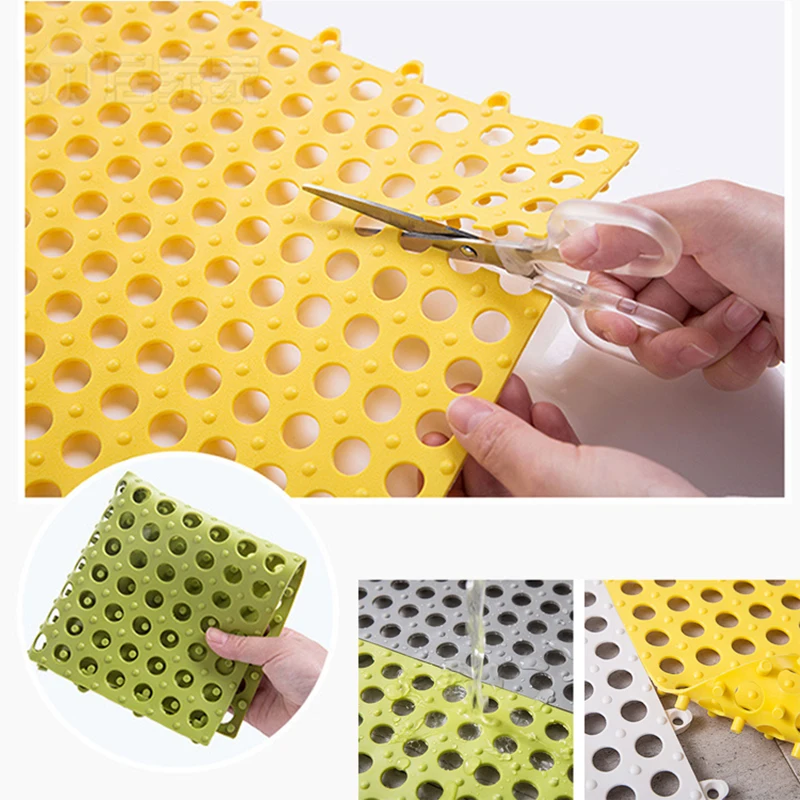 

Cuttable Soft PVC Non-Slip Tile Splicing Waterproof Mat Drain Pool Shower Bath Kitchen Cushion 30x30cm Mats @LS