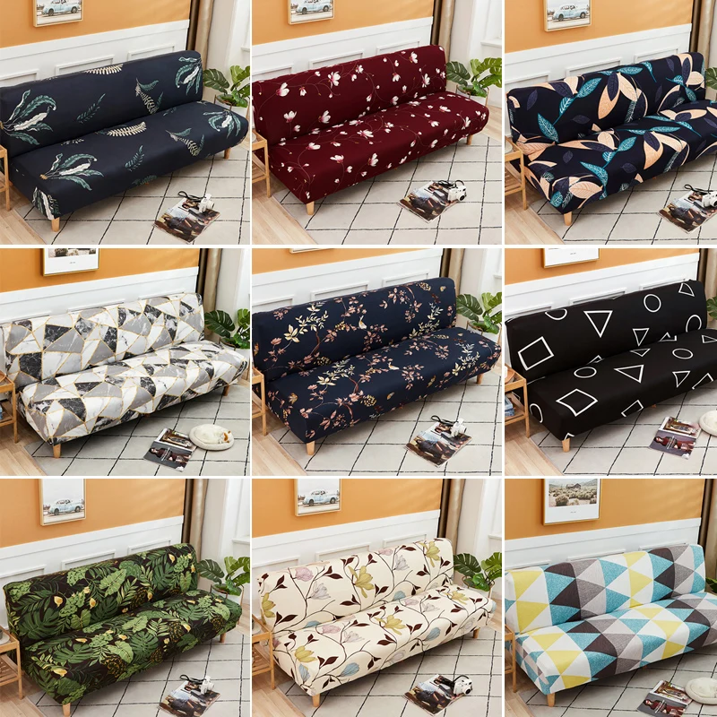 

Sofa Bed Cover Universal Armless Folding Modern seat slipcovers stretch covers cheap Couch Protector Elastic Futon Spandex Cover