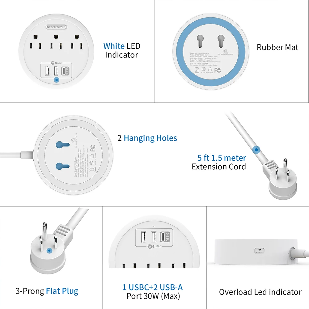 NTON блок питания с USB C монтируемым 3 выходами и usb портами настольная зарядная