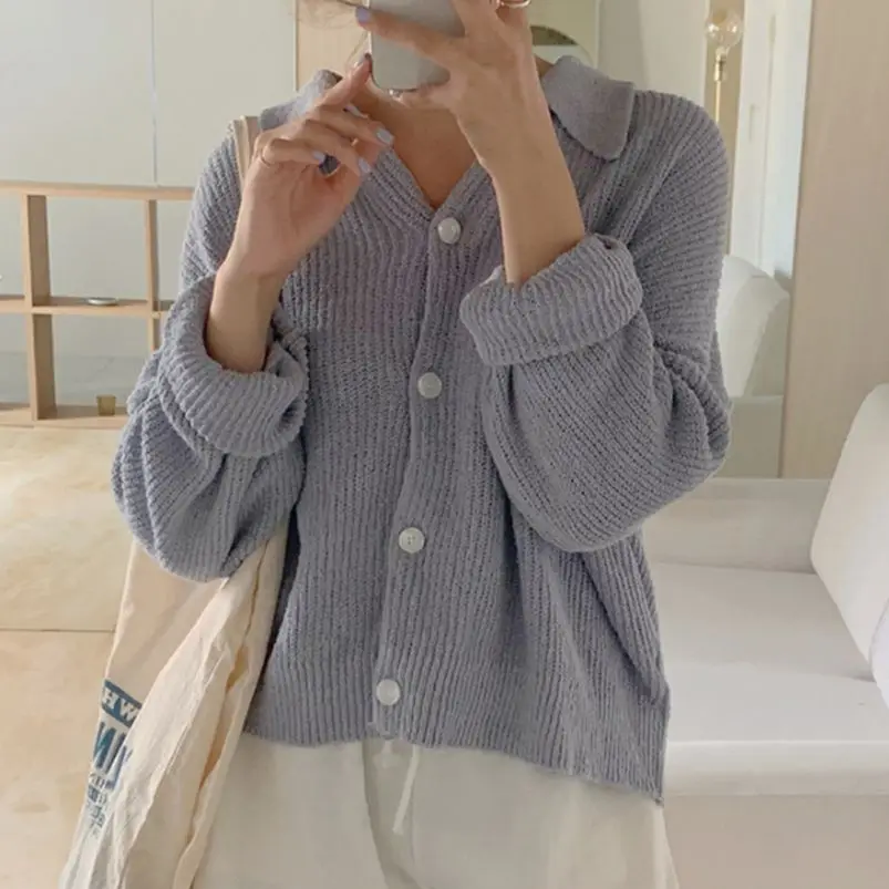 

@YYDS Knitwear Oversize Cardigans Sweaters Lazy Style 2021 Women New Autumn Hot Solid Chic Gentle Loose Office Lady Coats