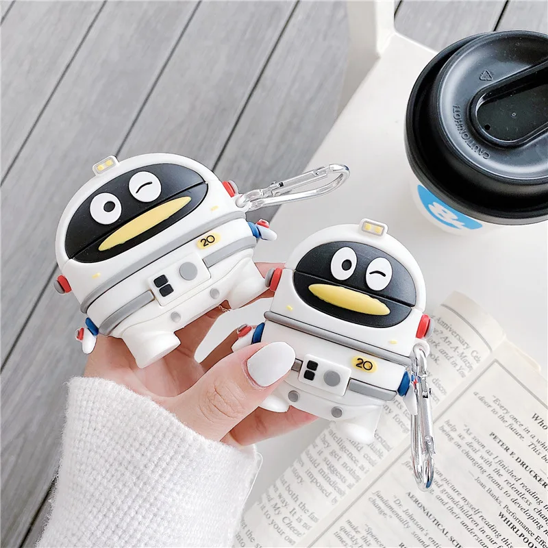 

3D Space Penguin for Apple AirPods Pro Case Silicone Cartoon Protective Cover for Airpods 12 Cute Case Keychain Accessories Gift