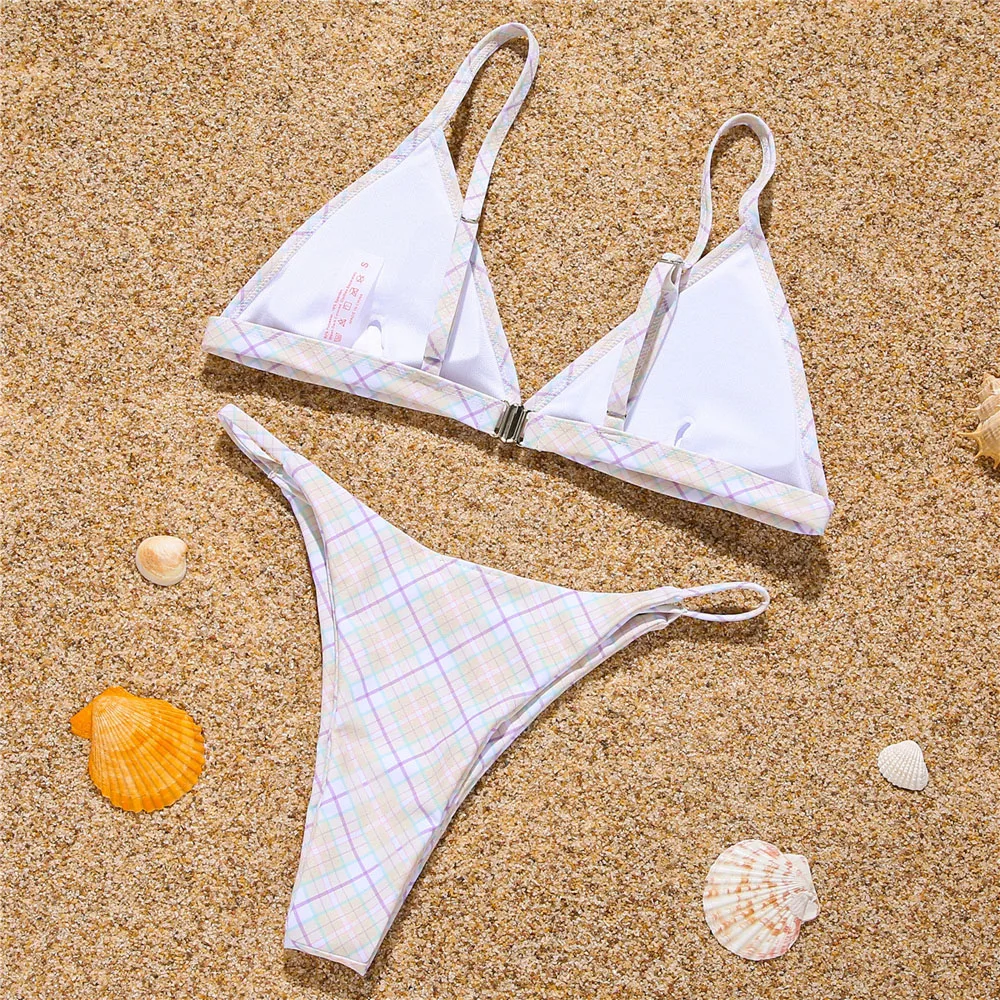 

Sexy Print Bikini Women Swimwear Female Swimsuit Two-pieces Bikini set With Hair Ring Bather Bathing Suit Swim Lady
