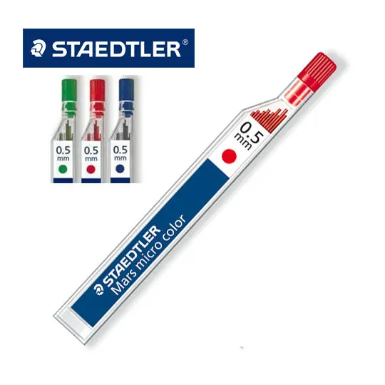 

2 pcs Staedtler Mars Micro Color 254 0.5mm Colored Mechanical Pencil Refill 12/tube Blue/red/green Lead Germany