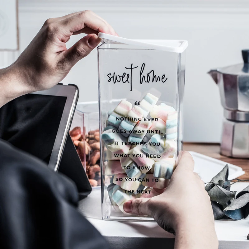 

Sealed Jar Grain Storage Box Kitchen Living Room Storage Jar Baby Food Fresh Box Transparent Fresh Container Fruit Snack Storage