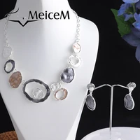 meicem 2021 new fashion geometric pendants necklaces for women chain choker necklace zinc alloy wholesale presents womens gift