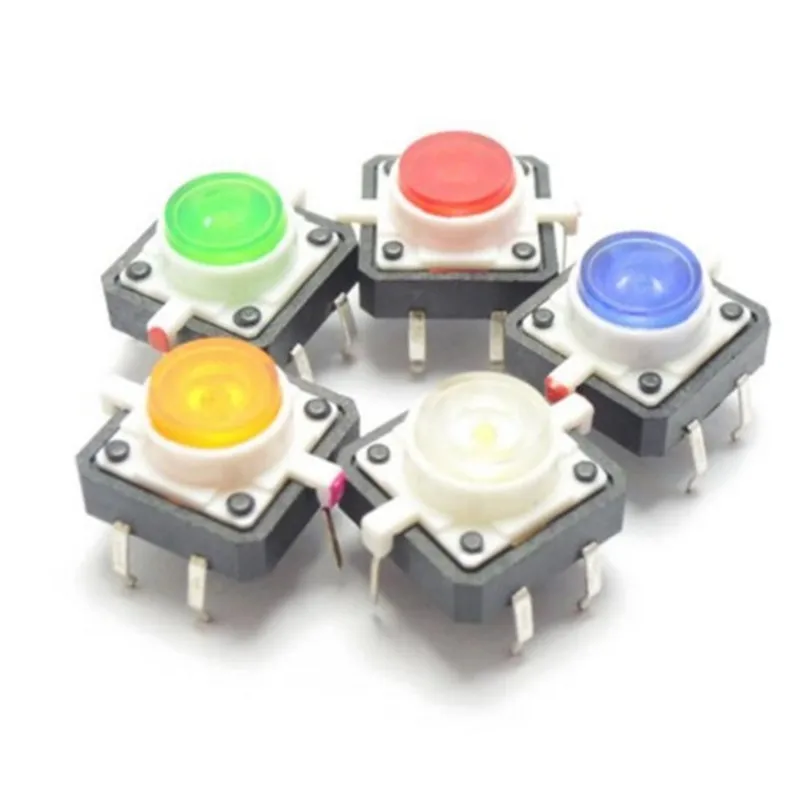 100 шт. Размер: 12*12*7 мм сквозное отверстие Микро Кнопочный тактильный Мгновенный