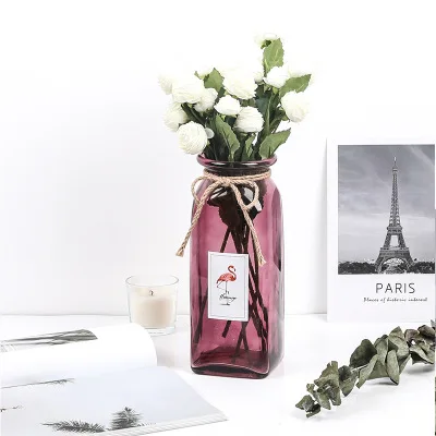 Квадратная стеклянная ваза Ins Wind прозрачные вазы для цветов розы простые