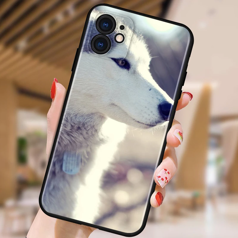 

Cute Siberian Husky For Apple iPhone 12 11 XS Pro Max Mini XR X 8 7 6 6S Plus 5 SE Black Phone Case