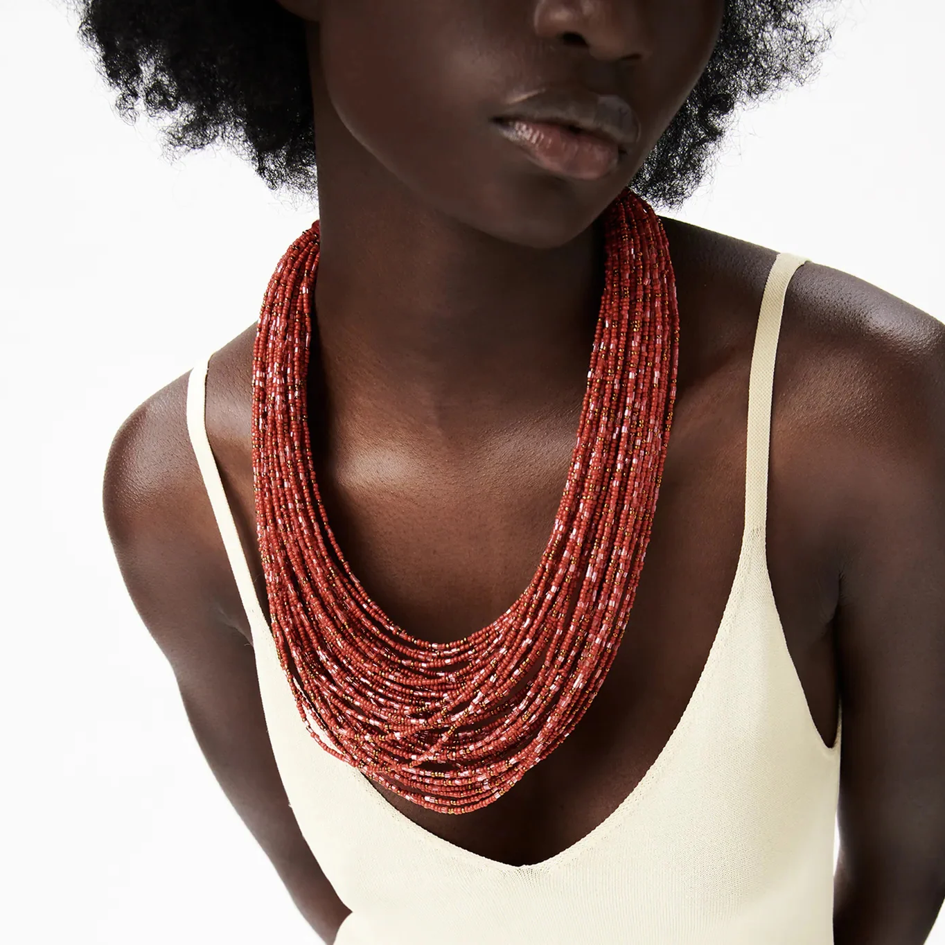 

Vedawas ZA Red Large Glass Bead Necklace for Women Bohemian Acrylic Handmade Layer Collar Choker Necklace Wedding Jewelry Show