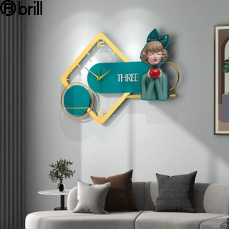

Creative Mute Modern Design Large Wall Clock Simple Fashion Metal Wall Art Luxury Clock Deco Murale Living Room Decoration Girls