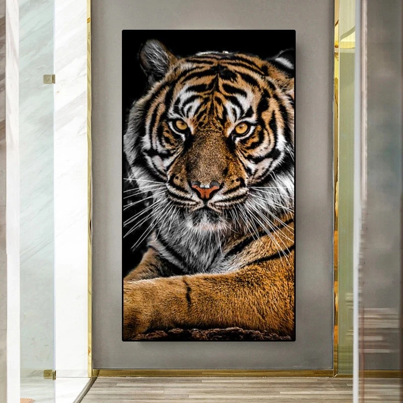 

Large Size HD Wild Animals Canvas Painting Tiger Lion Posters and Prints Porch Wall Art Picture Living Room Home Decoration