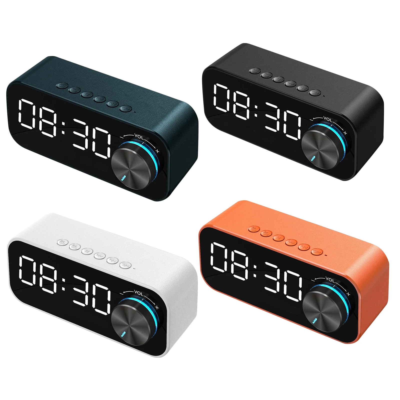 LED Alarm Clock with FM Radio Wireless Bluetooth Speaker Mirror Display Support Aux TF USB Music Player for Office Home | Дом и сад