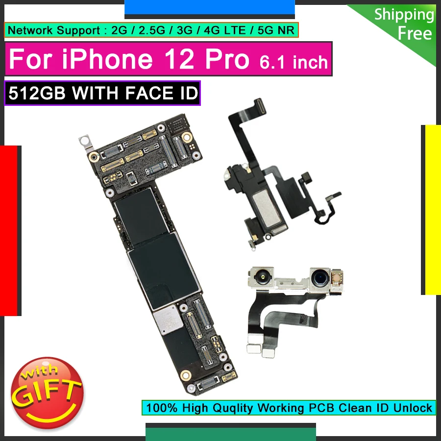 

Материнская плата для IPhone 12 Pro, 512 ГБ, с распознаванием лица, разблокированная