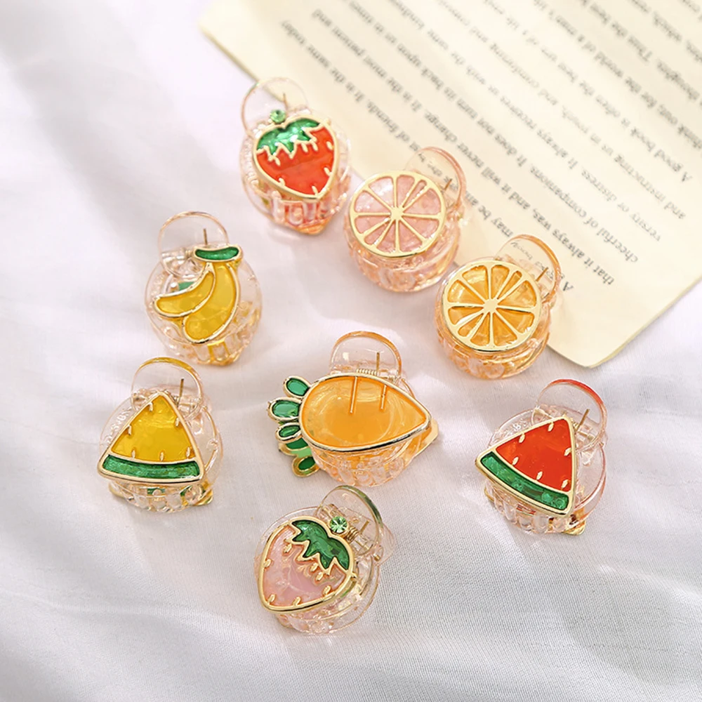 

1pc Cute Fruit Crab Hair Claw Clip for Girls Women Fashion Headwear Plastic Small Hairpin Claws Hair Clip Clamp Hair Accessories
