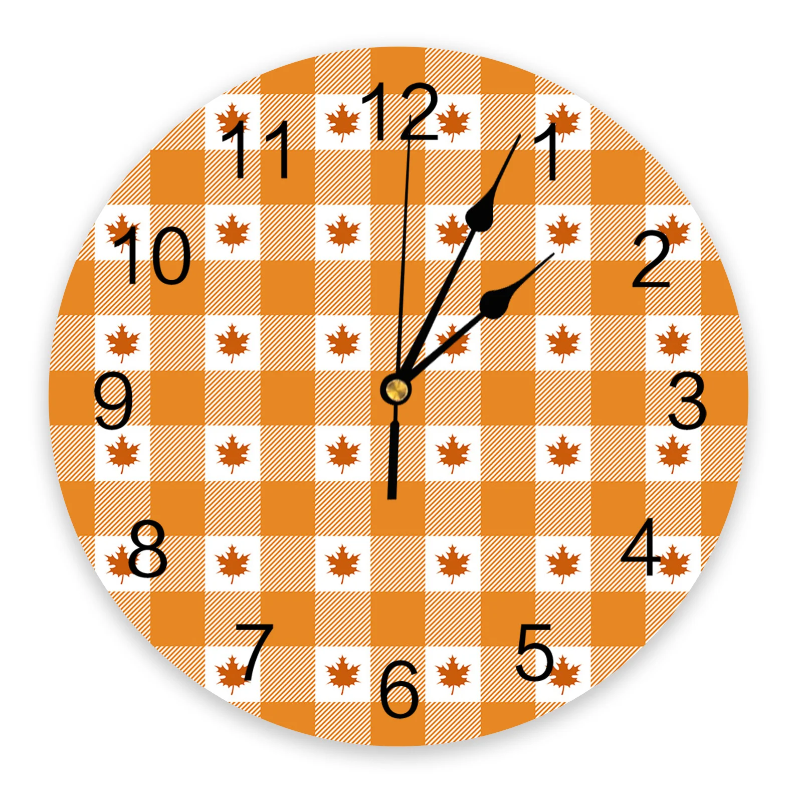 

Autumn Maple Leaf Orange Lattice Wall Clock Bedroom Silent Wall Digital Clock Living Room Decor Wall Clock Modern Design