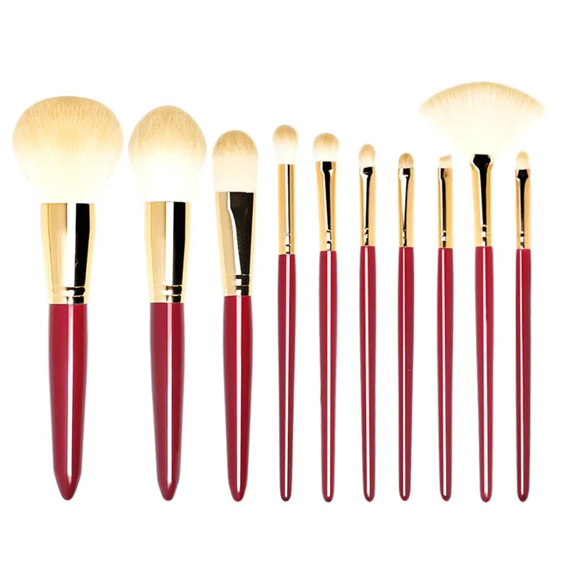 

10Pcs Natural Hair Colorful Makeup Brushes Professional Foundation Powder Blush Eyeshadow Eyebrow Blending Brush Set