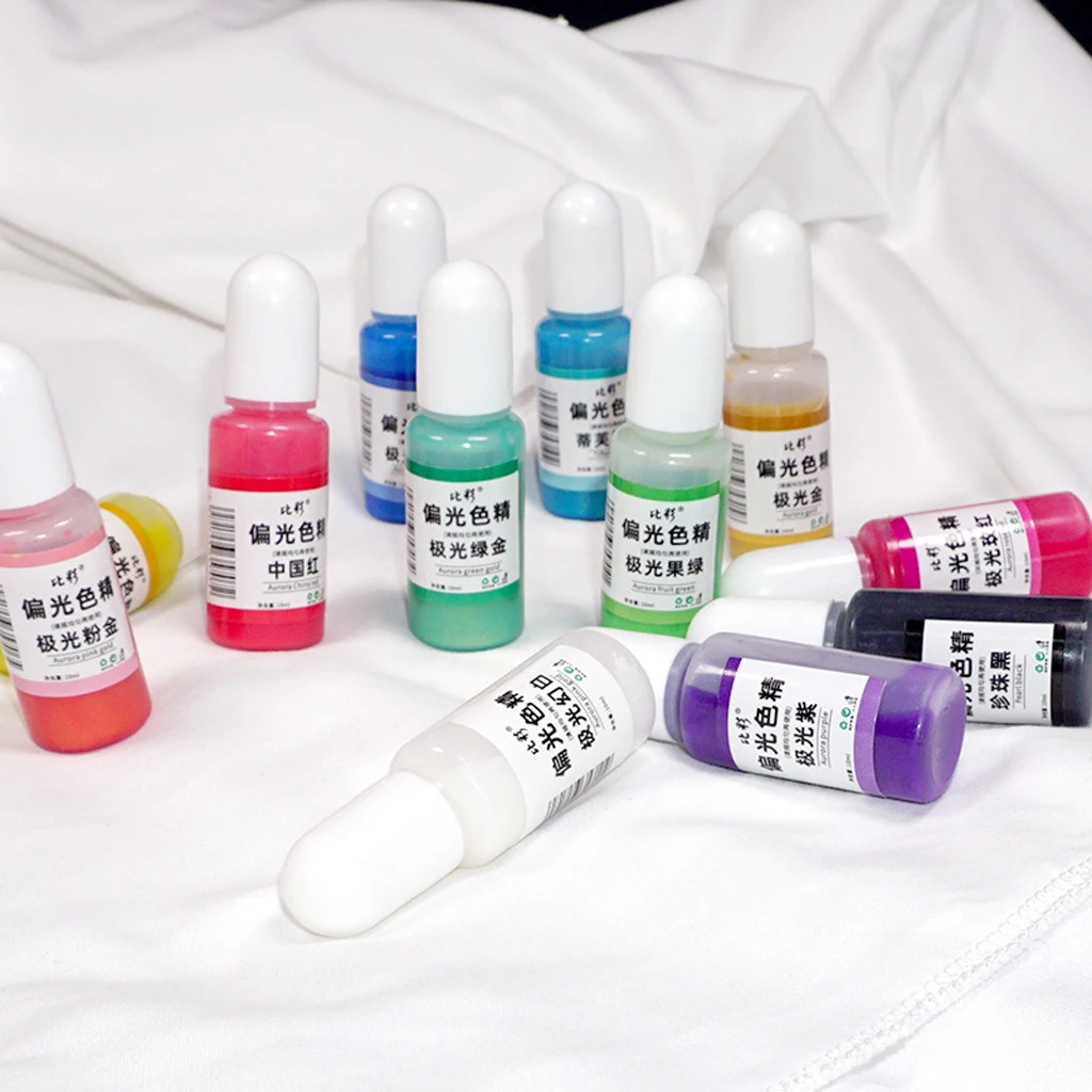 

12 Colors Epoxy Resin Pigment Pearl Liquid Resin Colorant Each 0.35oz Non-Toxic Epoxy Resin Dye Polarizing Resin Pigment