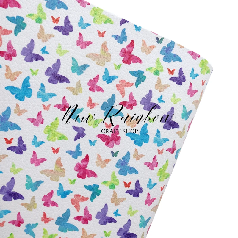 Новые радужные 30x22 см акварельные милые бабочки искусственная кожа для летних