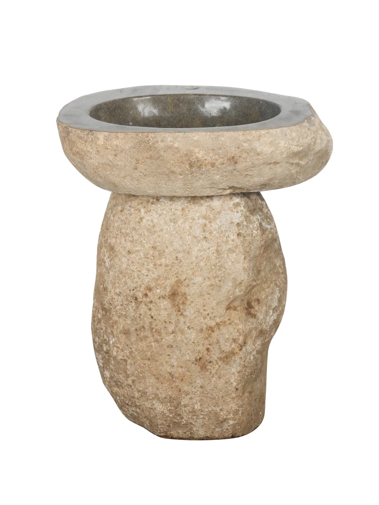 

Customized Natural Pebble Wash Basin Outdoor Stone Washbasin Courtyard Rough Stone Pool Garden Retro Table Basin