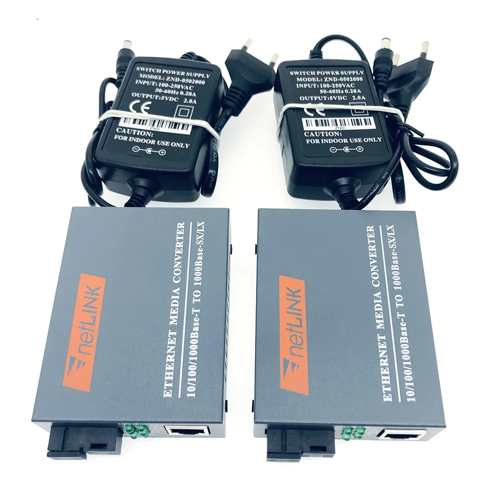 1 Pair Gigabit Fiber Optical Media Converter HTB-GS-03 A&B 1000Mbps Single Mode Single Fiber SC Port External Power Supply