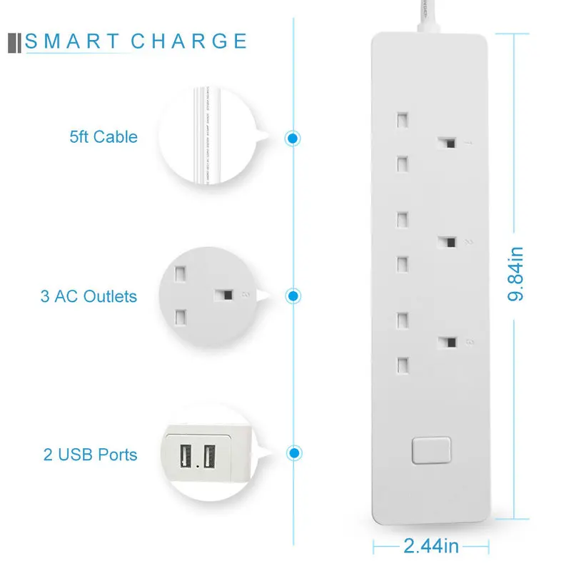 WiFi Smart power Strip 3AC EU/Британский магазин 2USB зарядное устройство удлинитель приложение дистанционное управление синхронизация голоса для Alexa Google Home