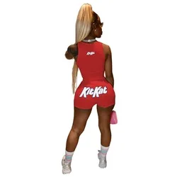 

2021 Women Summer Wears Two Piece Set Snack printing Tracksuit Women Sweatsuit Biker Short Set