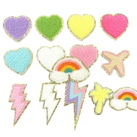 1pc sequin sequins embroidery patches rainbowlightningheart patches appliques iron on patches for children jeans clothes