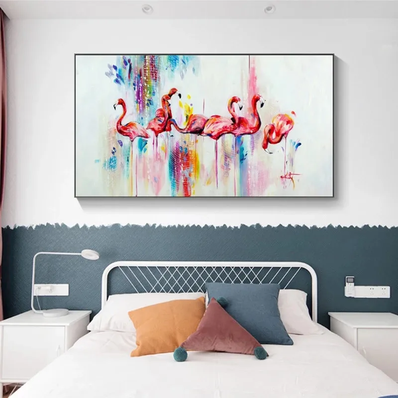 

Nordic Art Animal Posters and Prints Wall Art Pink Flamingo Canvas Painting Abstract Pictures For Living Room Decor Cuadros