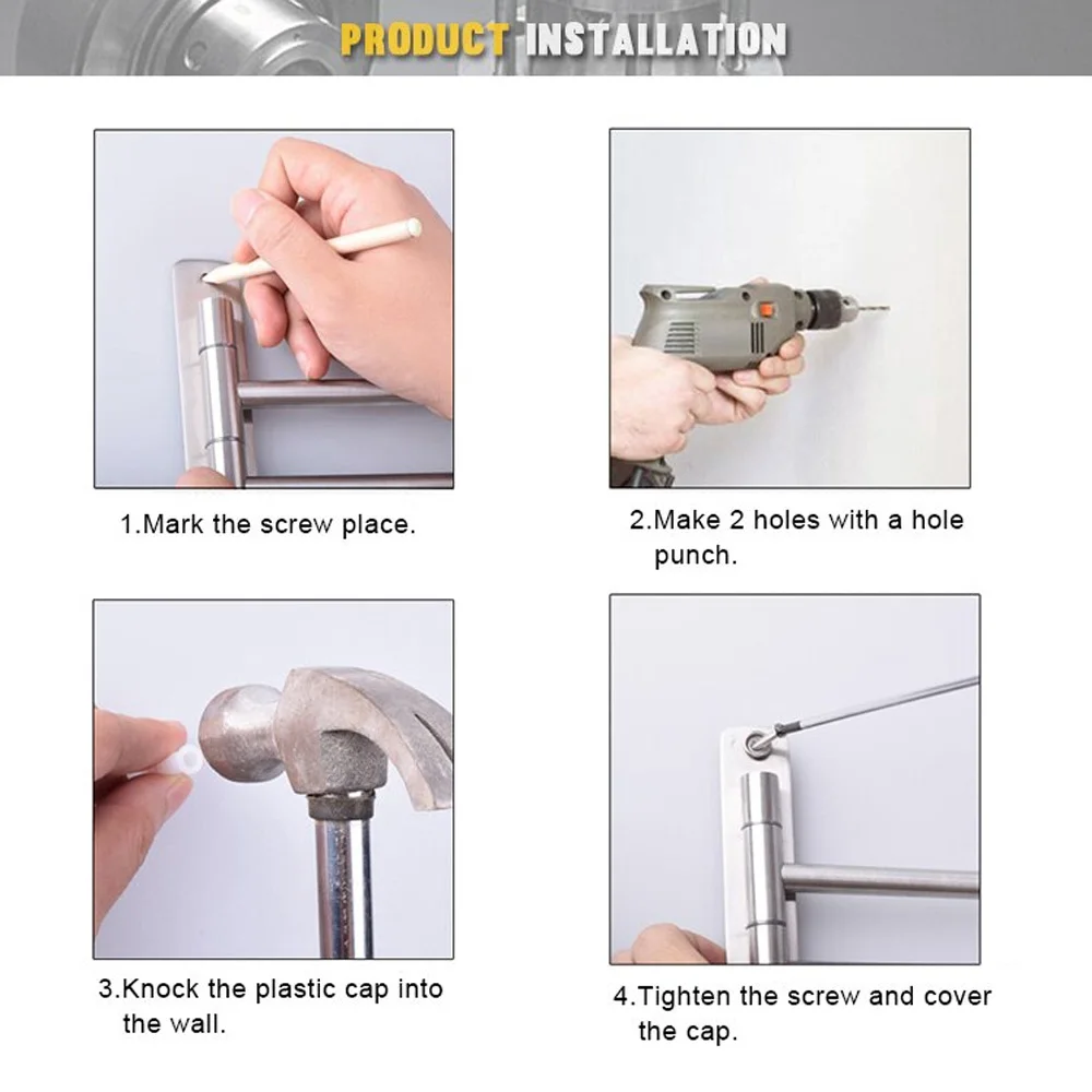 YUMORE Ванная комната Полотенца стеллаж вращающийся держатель бар настенный Rail