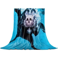 fleece throw blanket full size cute dog animal swimming pool lightweight flannel blankets for couch bed living room warm fuzzy