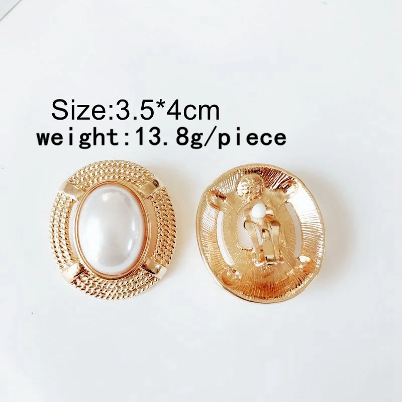 Белые серьги клипсы с имитацией жемчуга геометрической глазури металлические