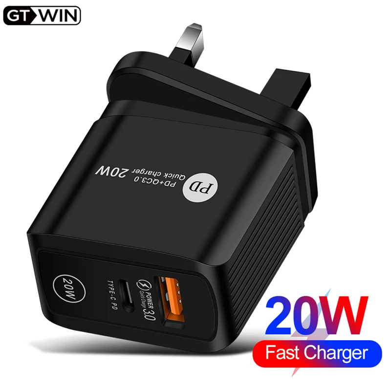 Зарядное устройство GTWIN PD 20 Вт совместимое с QC 3 0 быстрая зарядка стандартное
