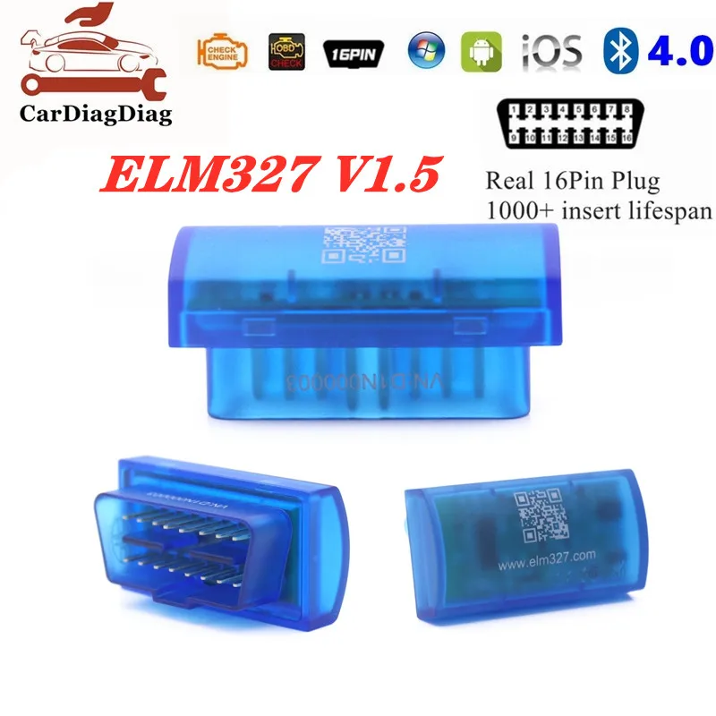 

ELM327 V1.5 Bluetooth 4.0 CAN Chip Car 16 Pin OBD2 Diagnostic Scanner ELM327 V1.5 BT4.0 For iOS Android Code Reader Adapter