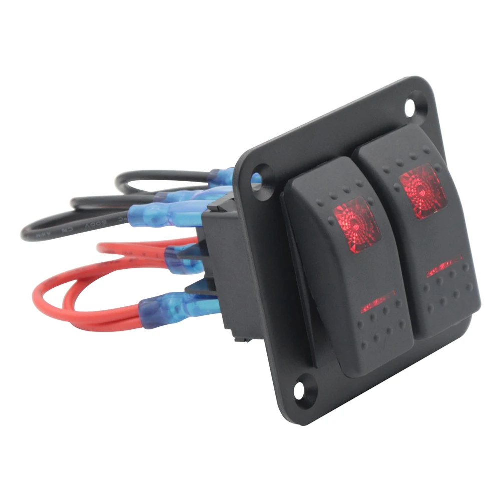 

LED Marine Boat Switch Car Switch Panel Modified 2 Gang Dual LED Boat Switch Panel for Truck Car RV On-Off