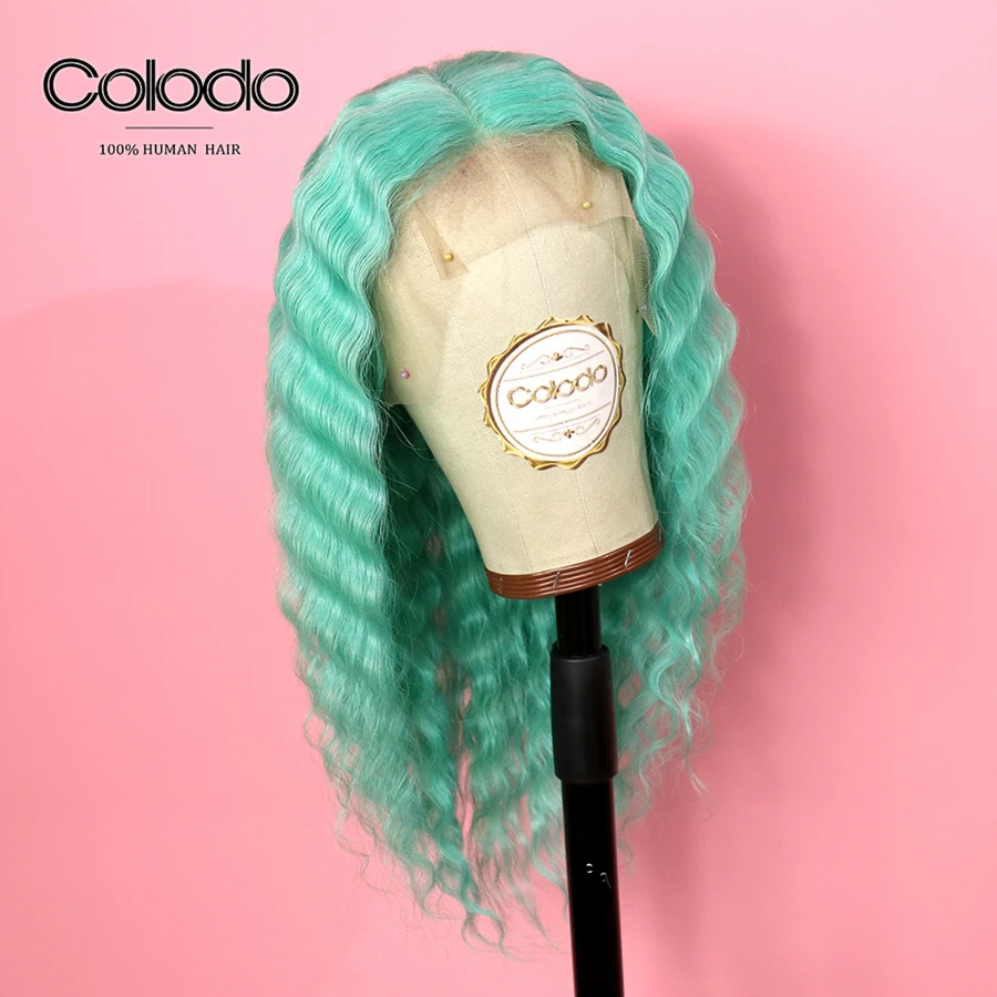 Волосы волнистые COLODO кружевные передние волосы зеленого цвета Remy для женщин |