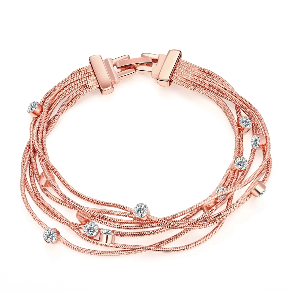 

ZEMIOR Charm Bracelets For Women Multi-Chain Personality Rose Gold Female Bracelet Fashion Anniversary Jewelry Recommend New