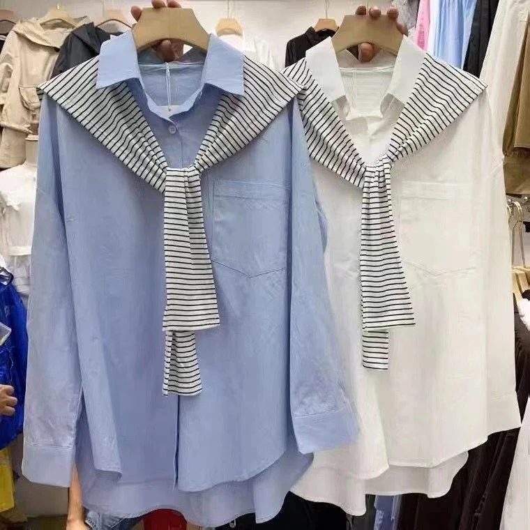 

Striped Shawl Shirt Two-Piece Women's Korean DongdaemunRachel