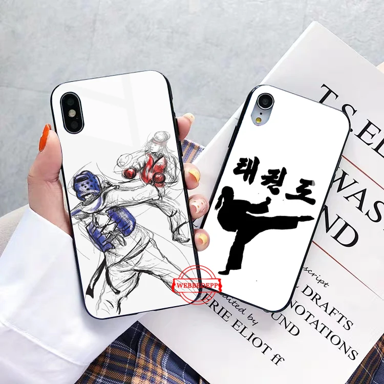 Спортивный красивый стеклянный чехол для телефона в виде тхэквондо Apple iPhone 11 Pro X XS