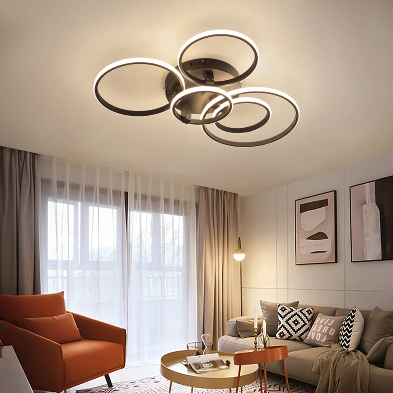 $45.00 NEO Gleam Modern led ceiling lights lamp New RC Dimmable APP Circle rings designer for living room bedroom ceiling lamp fixtures