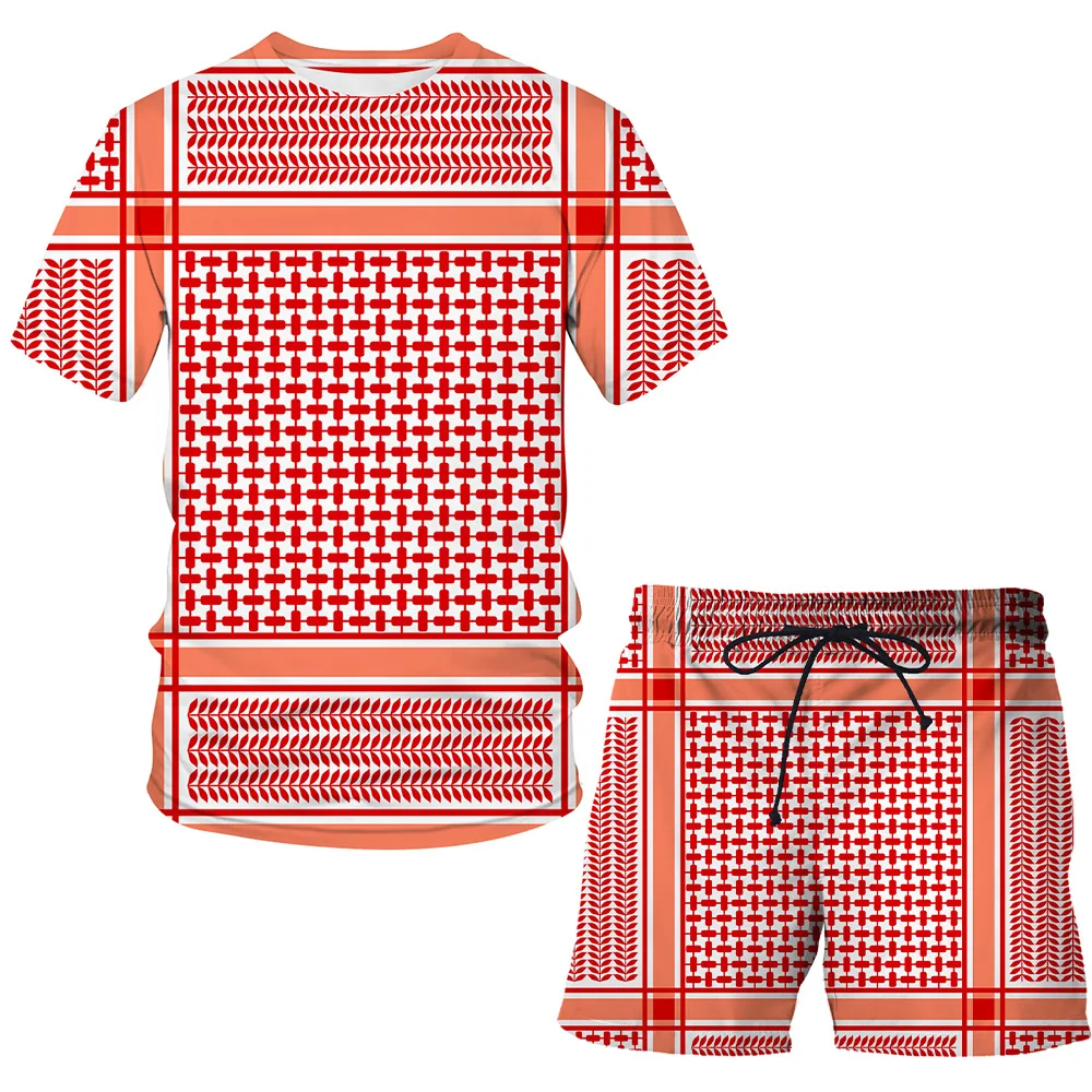 

2021 New Fashion hot Men's 3D Luxury Print Sportswear Short Sleeve + Shorts Loose Men's Sports Suit Men clothing Streetwear