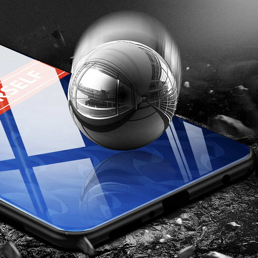 Прилив бренд градиент закаленное Стекло чехол для телефона Xiaomi Redmi Note 5 6 7 7A 8 K20 9 9SE
