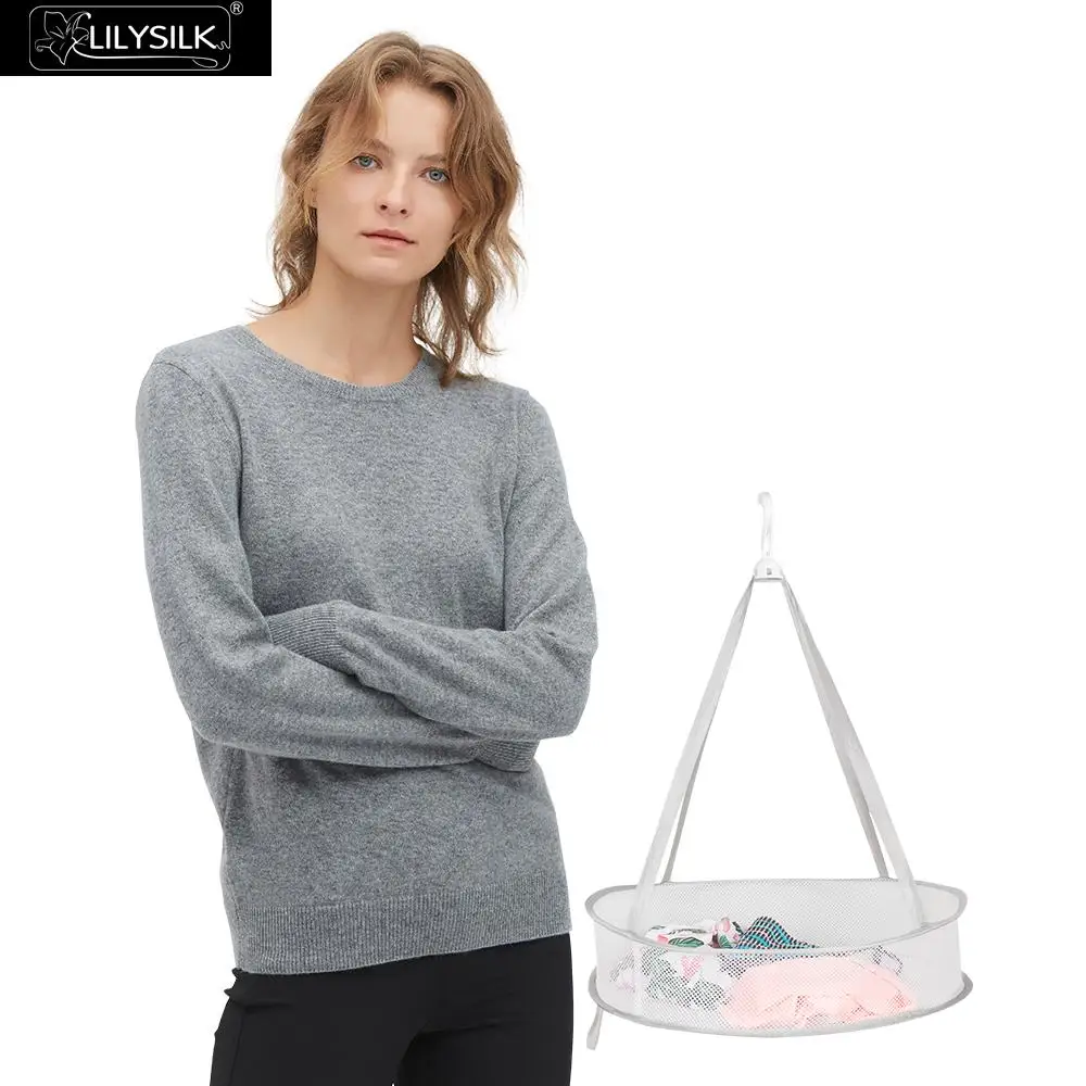 Кашемировый свитер LilySilk вязаный укороченный шерстяной Базовый стиль круглый