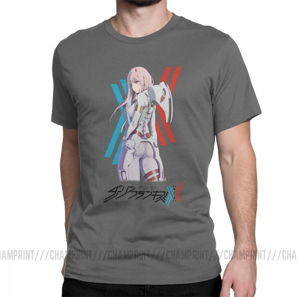 Darling In The Franxx 02 футболки Костюм Пилота Zero Two Мужская футболка стильная футболка из хлопка с короткими рукавами обычные Топы - Цвет: Темно-серый
