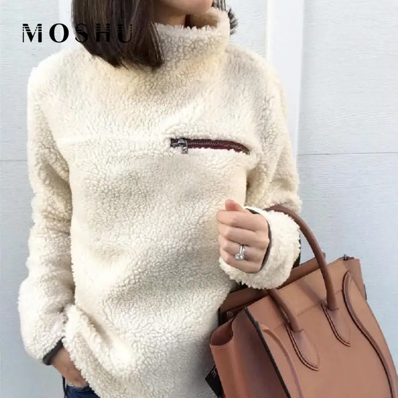 Sweater Women Winter Clothes Turtleneck Fluffy Fleece Warm Pullovers Fashion Long Sleeve Jumpers Pull Femme 2020 | Женская одежда