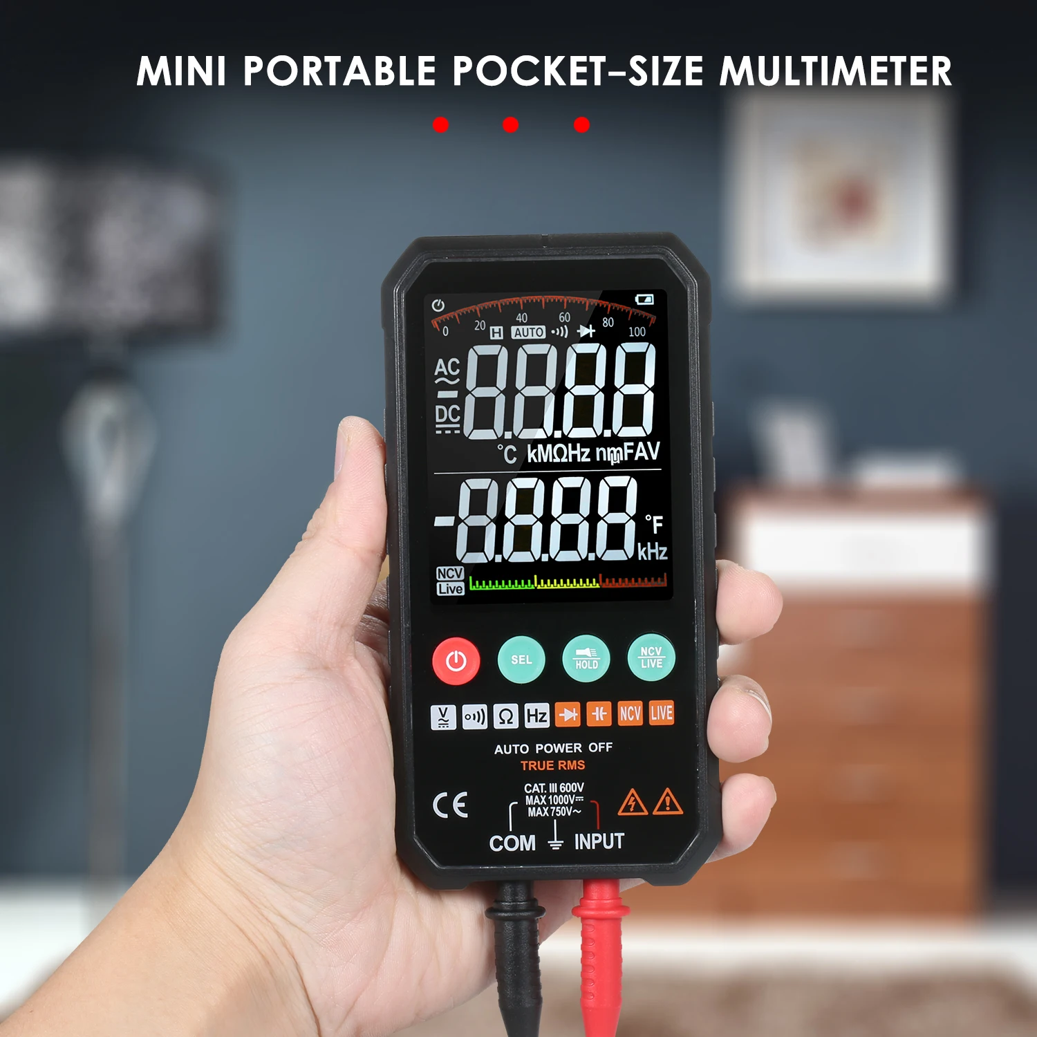 

3.3-inch LCD Digital Multimeter 6000 Counts True RMS Universal Meter High Accuracy Smart Measure AC/DC Voltage Resistance NCV